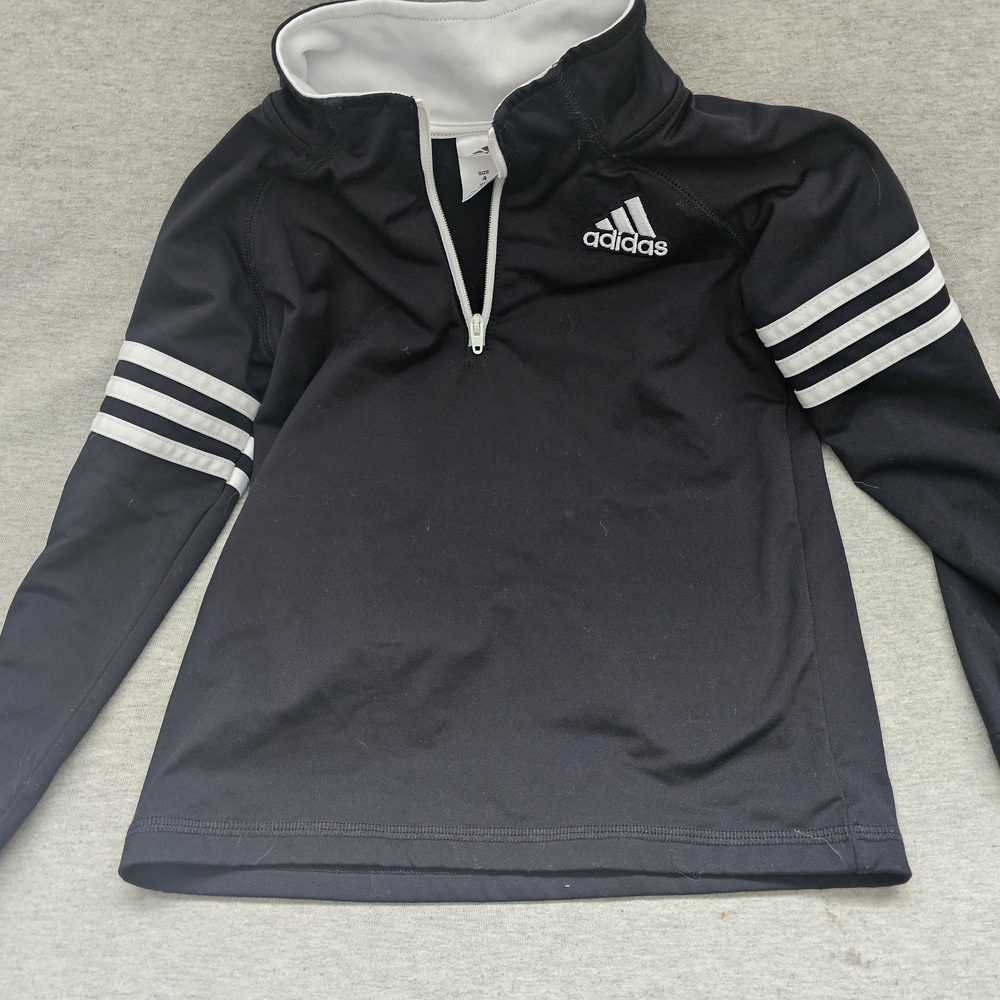 Adidas Black 3-Stripe Half-Zip Pullover